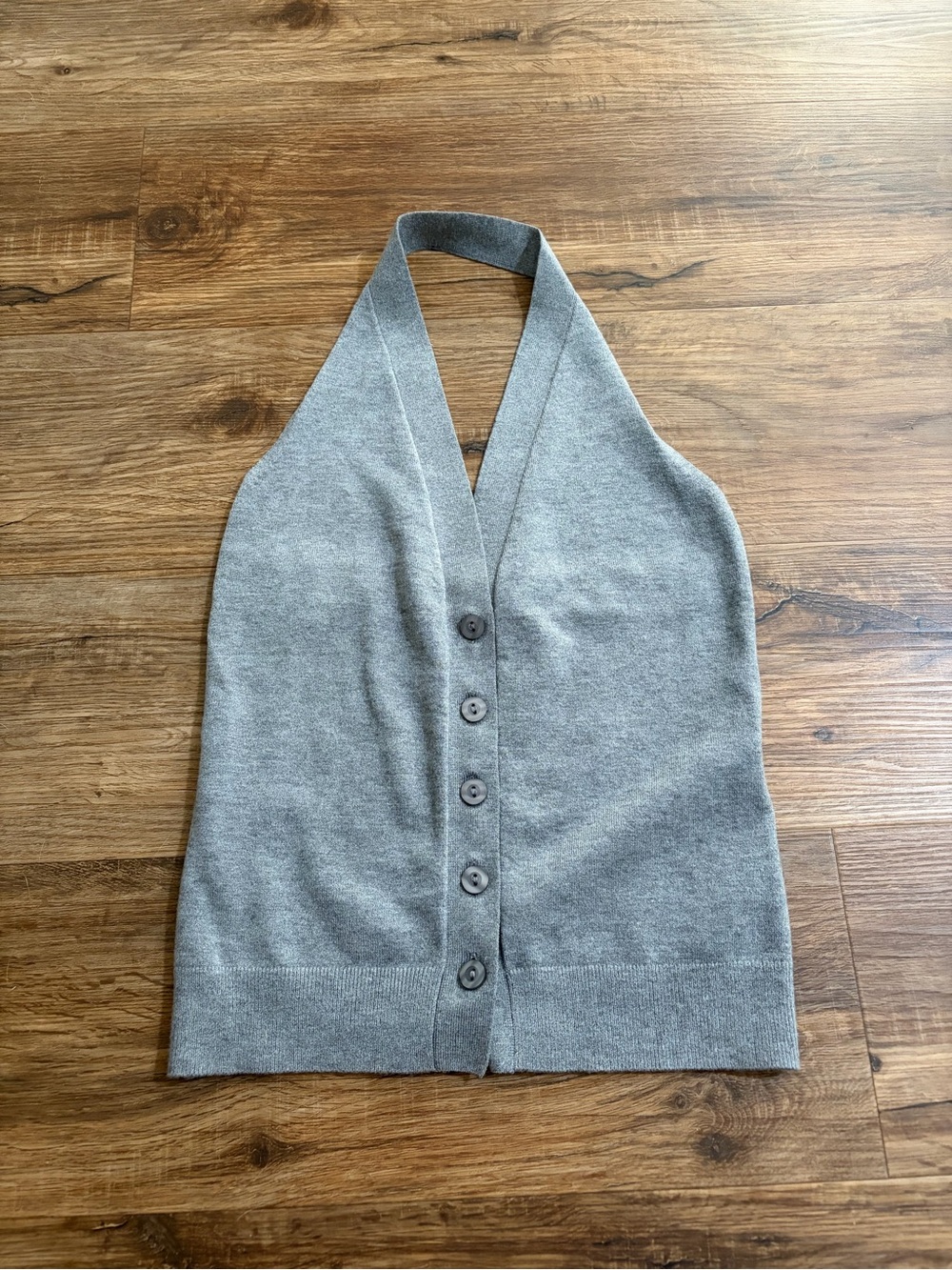 NEW Women’s Express Gray V-Neck Button Halter Sweater Vest- extra small